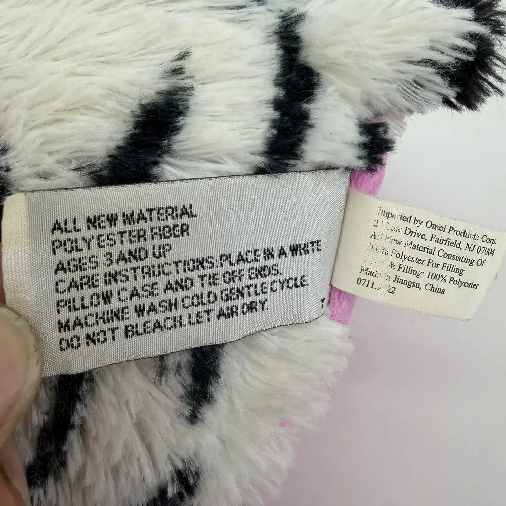 Pillow Pets Zebra Plush 2010 Original Black White Pink Retired